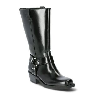 Time and Tru Women's Moto Hardware Boots, Black Patent, Sz 6.5, NWT